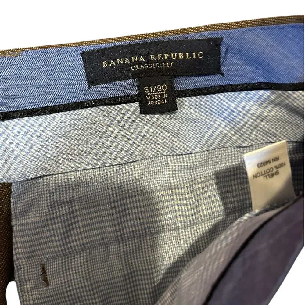 BANANA REPUBLIC Men's Classic Fit Trouser Pants Sz 31 x 30 Taupe Brown Cotton